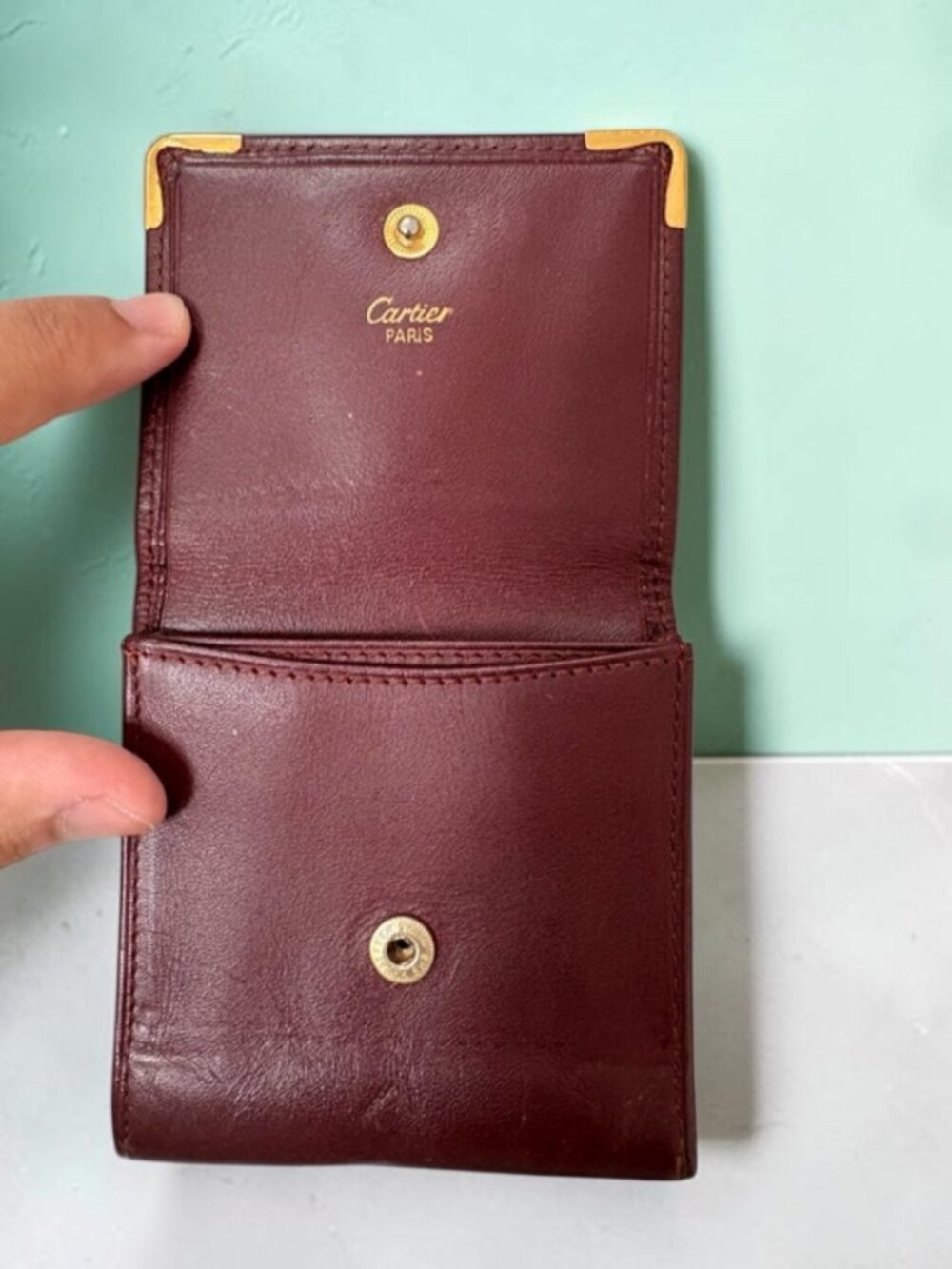 Cartier Burgundy Leather Coin Wallet - Picture 4 of 4
